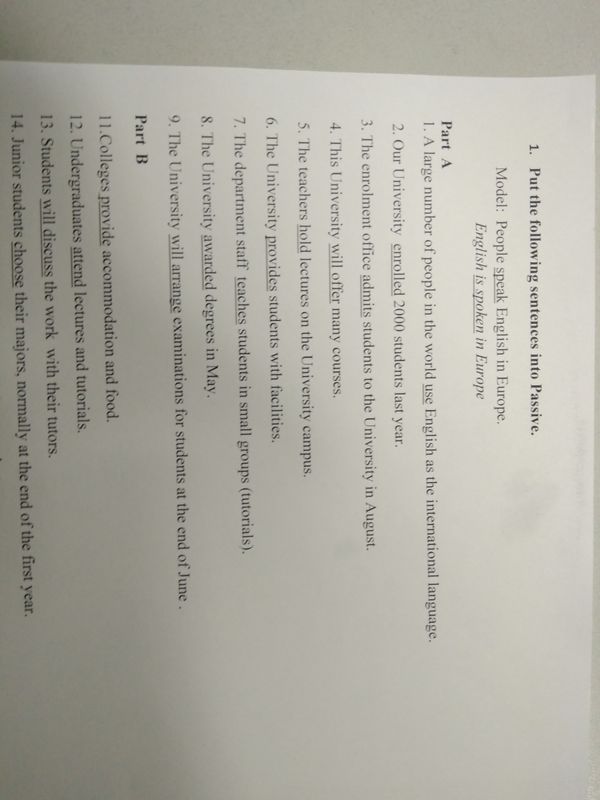 Под буквой (А) переделать предложения из активного залога в пассивный ...